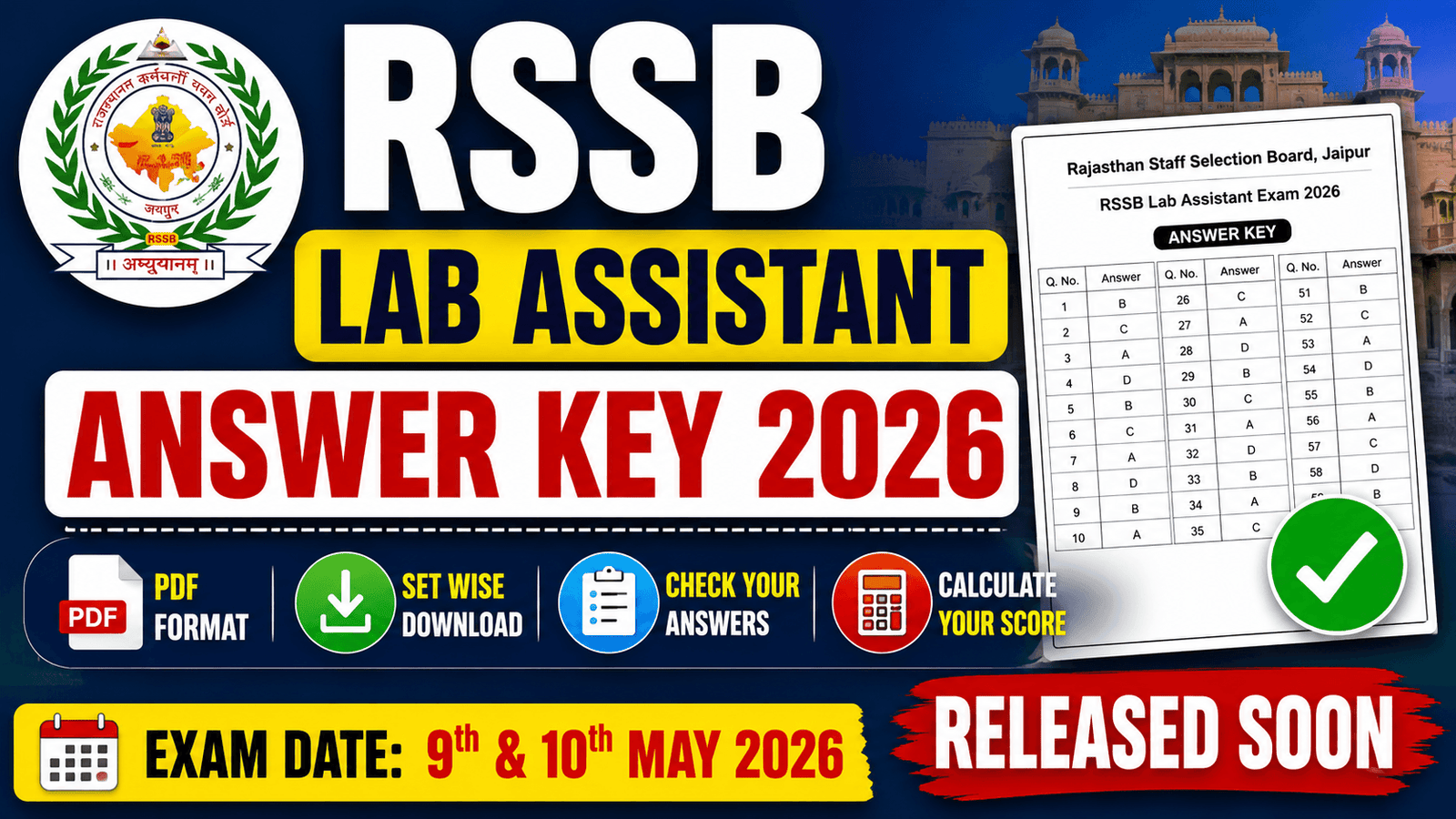 RSSB Lab Assistant Answer Key 2026