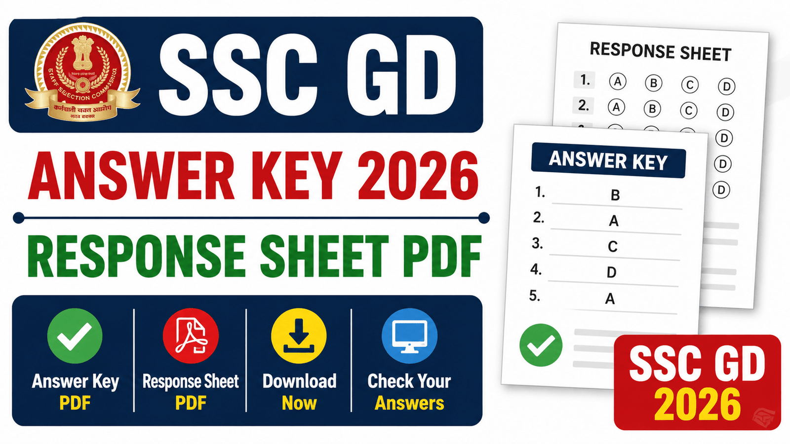 SSC GD Answer Key 2026, Response Sheet PDF