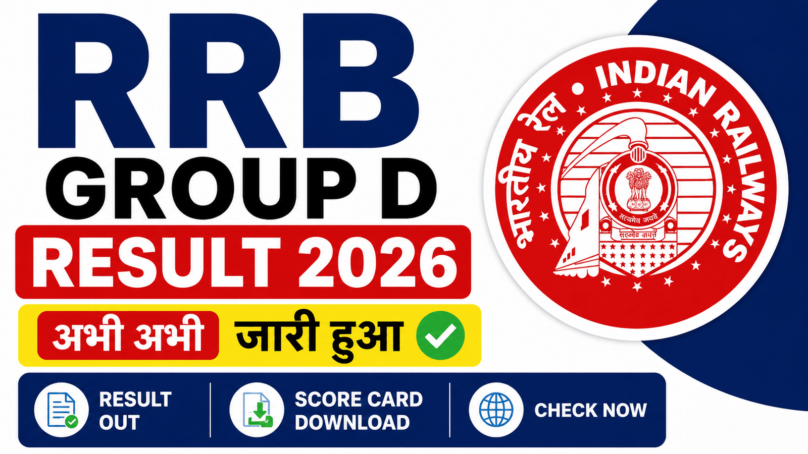 RRB Group D Result 2026, Zone-wise Merit List PDF & Score Card
