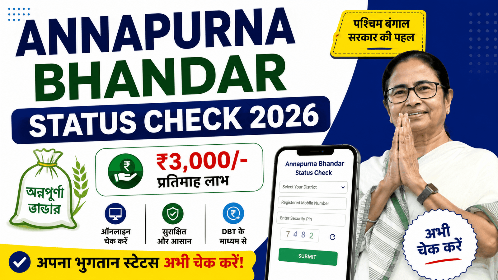 Annapurna Bhandar Status Check 2026: ₹3000 Payment Status Online Check